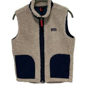 Patagonia Kids Fleece Vest - Cream and Navy